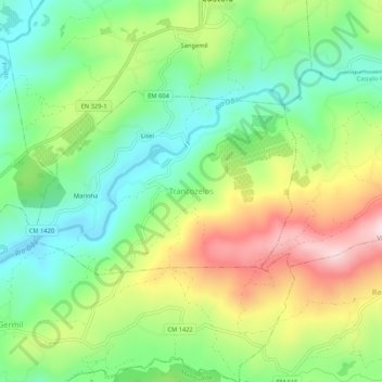 Mappa topografica Trancozelos, altitudine, rilievo