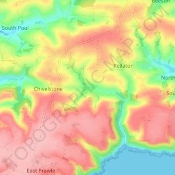 Mappa topografica South Allington, altitudine, rilievo