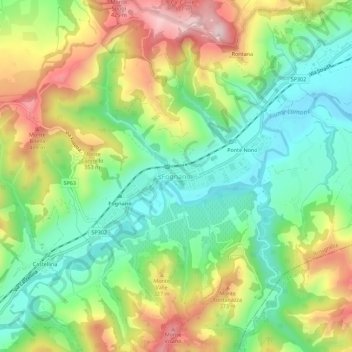 Mappa topografica Fognano, altitudine, rilievo
