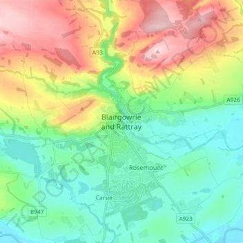 Mappa topografica Blairgowrie and Rattray, altitudine, rilievo