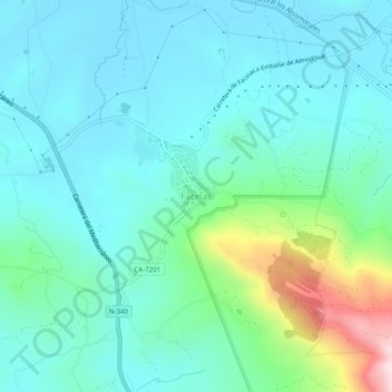 Mappa topografica Facinas, altitudine, rilievo