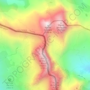 Mappa topografica Colle Delle Traversette, altitudine, rilievo
