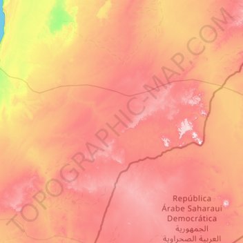 Mappa topografica Western Sahara, altitudine, rilievo