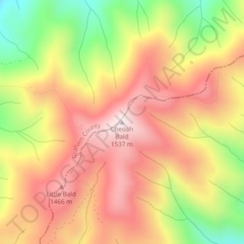 Mappa topografica Cheoah Bald, altitudine, rilievo