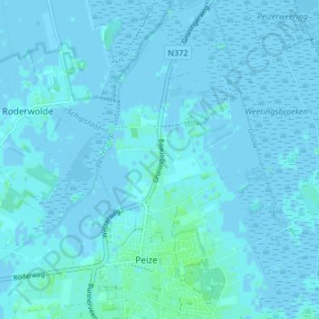 Mappa topografica Peizerwold, altitudine, rilievo