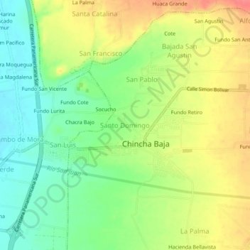 Mappa topografica Santo Domingo, altitudine, rilievo