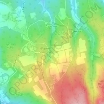 Mappa topografica Abinger Bottom, altitudine, rilievo