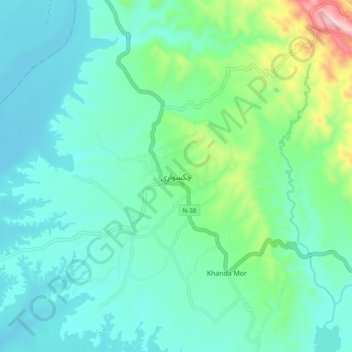 Mappa topografica Chakswari, altitudine, rilievo