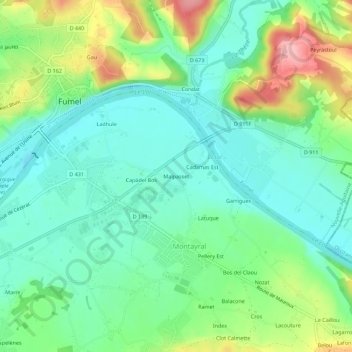 Mappa topografica Malpasset, altitudine, rilievo