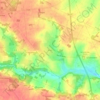 Mappa topografica Muzon, altitudine, rilievo