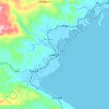 Mappa topografica Lianga, altitudine, rilievo