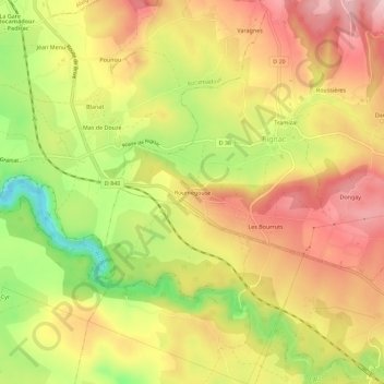 Mappa topografica Roumegouse, altitudine, rilievo