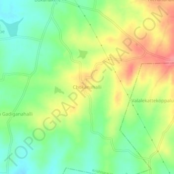 Mappa topografica Chokanahalli, altitudine, rilievo