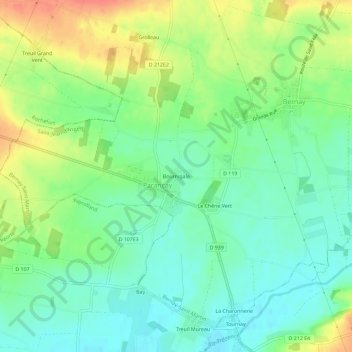 Mappa topografica Bournigale, altitudine, rilievo