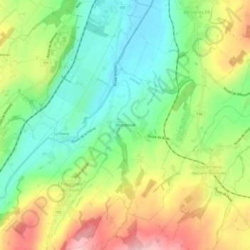 Mappa topografica Villaraboud, altitudine, rilievo