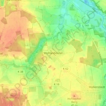 Mappa topografica Wohlesbostel, altitudine, rilievo