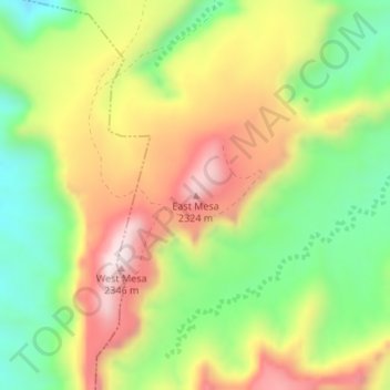 Mappa topografica East Mesa, altitudine, rilievo