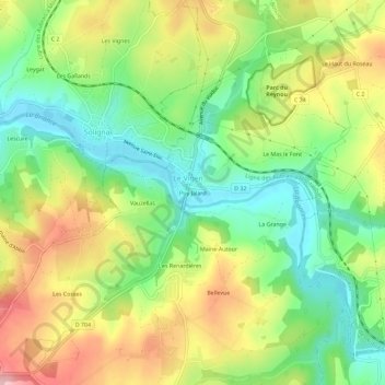 Mappa topografica Puy Jalard, altitudine, rilievo