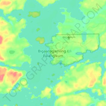 Mappa topografica Pikangikum, altitudine, rilievo