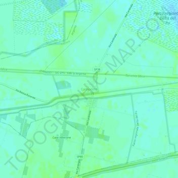Mappa topografica Campotto, altitudine, rilievo
