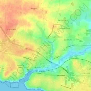 Mappa topografica Les Trois Croix, altitudine, rilievo