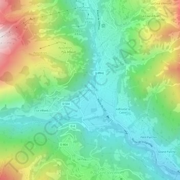 Mappa topografica Vallouise, altitudine, rilievo