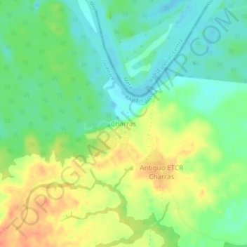Mappa topografica Charras, altitudine, rilievo