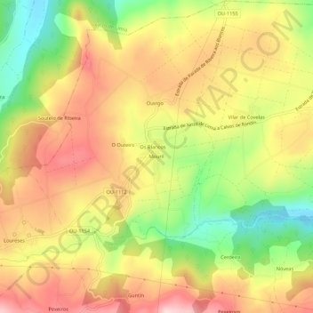 Mappa topografica Mouril, altitudine, rilievo