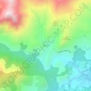 Mappa topografica Calasima, altitudine, rilievo