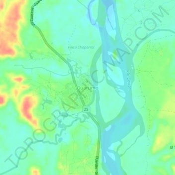 Mappa topografica Guarumo, altitudine, rilievo