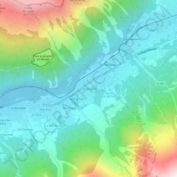 Mappa topografica Les Granges, altitudine, rilievo