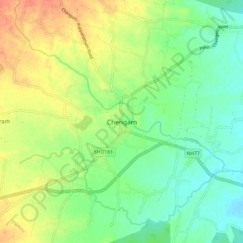 Mappa topografica Chengam, altitudine, rilievo
