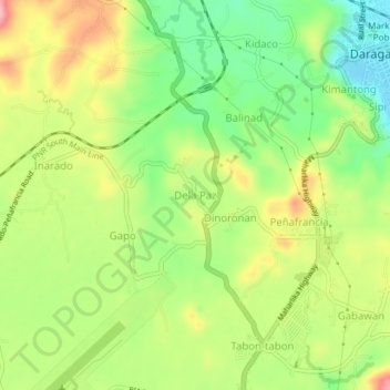 Mappa topografica Dela Paz, altitudine, rilievo