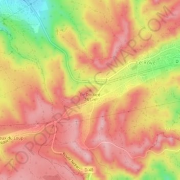 Mappa topografica Le Douard, altitudine, rilievo