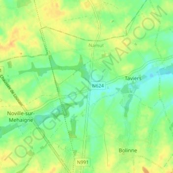 Mappa topografica Harlue, altitudine, rilievo