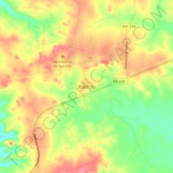 Mappa topografica Riachão, altitudine, rilievo
