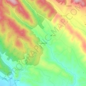 Mappa topografica Montarecos, altitudine, rilievo