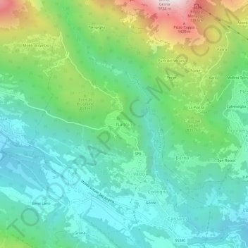 Mappa topografica Naggio, altitudine, rilievo