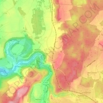 Mappa topografica Alttann, altitudine, rilievo