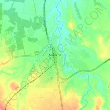Mappa topografica Mareeba, altitudine, rilievo