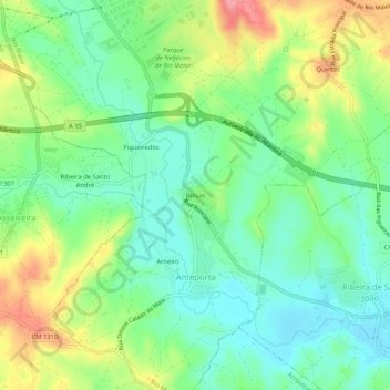 Mappa topografica Boiças, altitudine, rilievo