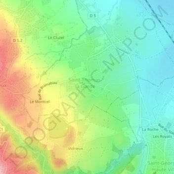 Mappa topografica Le Bourg, altitudine, rilievo