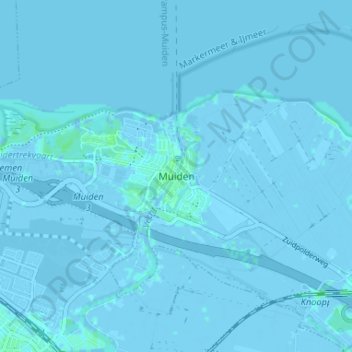 Mappa topografica Muiden, altitudine, rilievo