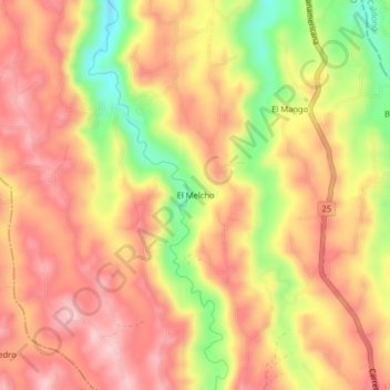 Mappa topografica El Melcho, altitudine, rilievo