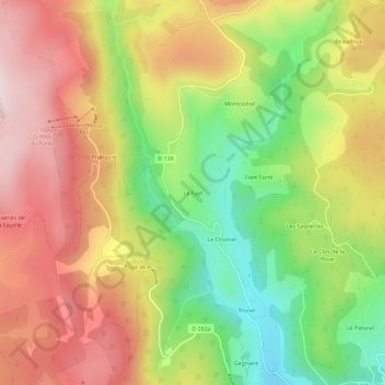 Mappa topografica Le Fayt, altitudine, rilievo