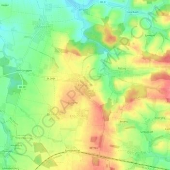 Mappa topografica Kirchasch, altitudine, rilievo
