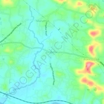 Mappa topografica Ongallur, altitudine, rilievo