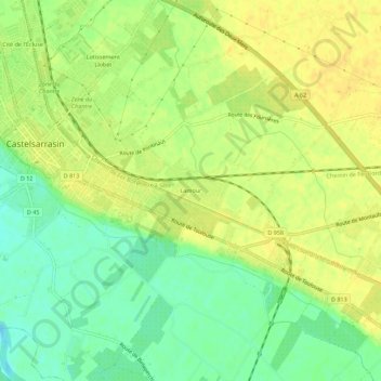 Mappa topografica Lamour, altitudine, rilievo
