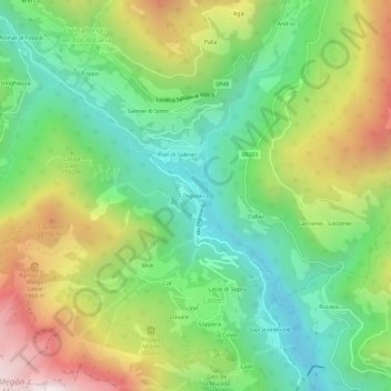 Mappa topografica Digonera, altitudine, rilievo