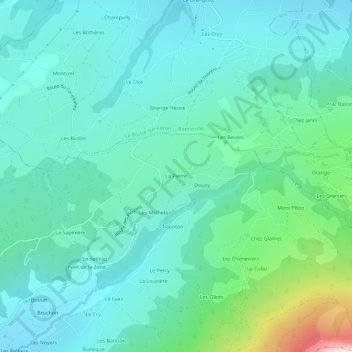 Mappa topografica La Pierre, altitudine, rilievo